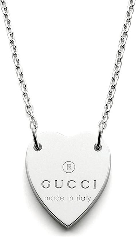 gucci trademark heart necklace|gucci sterling silver heart necklace.